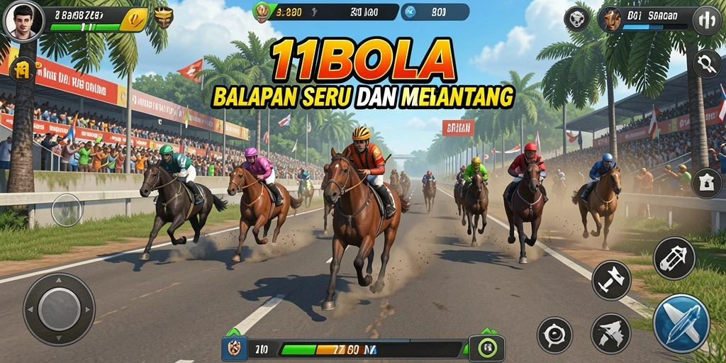 Tampilan gameplay balapan yang menegangkan di 11BOLA.
