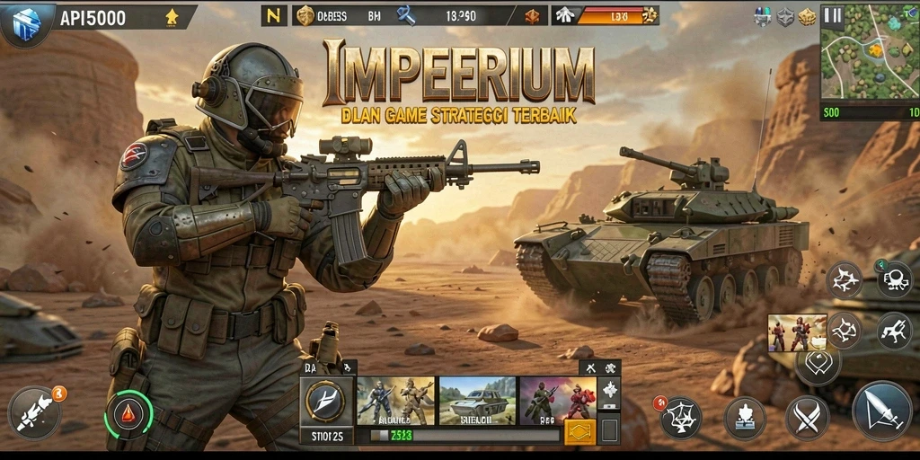 Screenshot gameplay menunjukkan intensitas strategi dalam API5000.