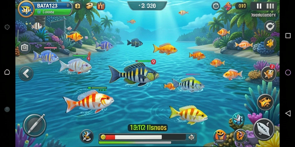 Tangkapan layar BATA123 menunjukkan aksi seru dalam permainan Tembak Ikan.