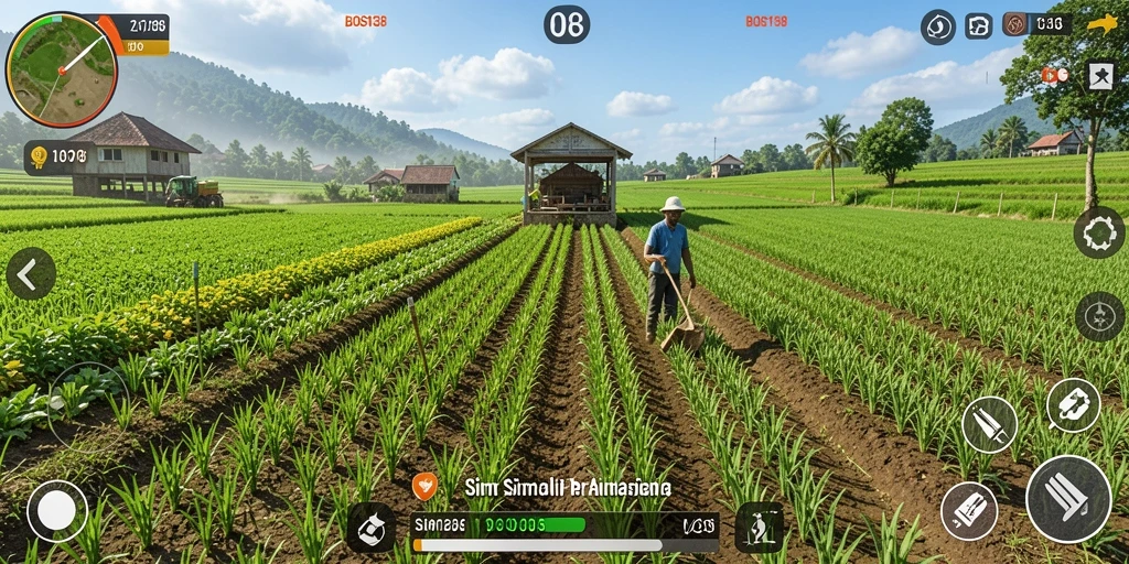 Tampilan gameplay menarik dari BOS138 dengan aktivitas bertani.