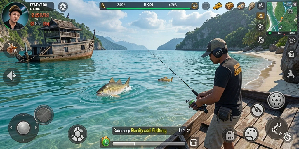 Screenshot gameplay FENDY188 menunjukkan aksi memancing yang mengasyikkan.