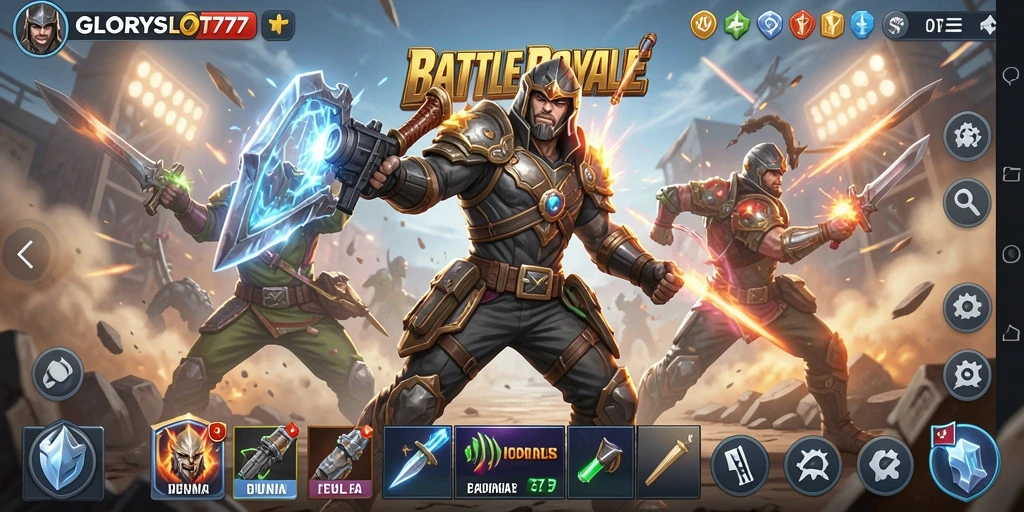 Tangkapan layar gameplay <strong>GLORYSLOT777</strong> dengan aksi pertempuran seru.