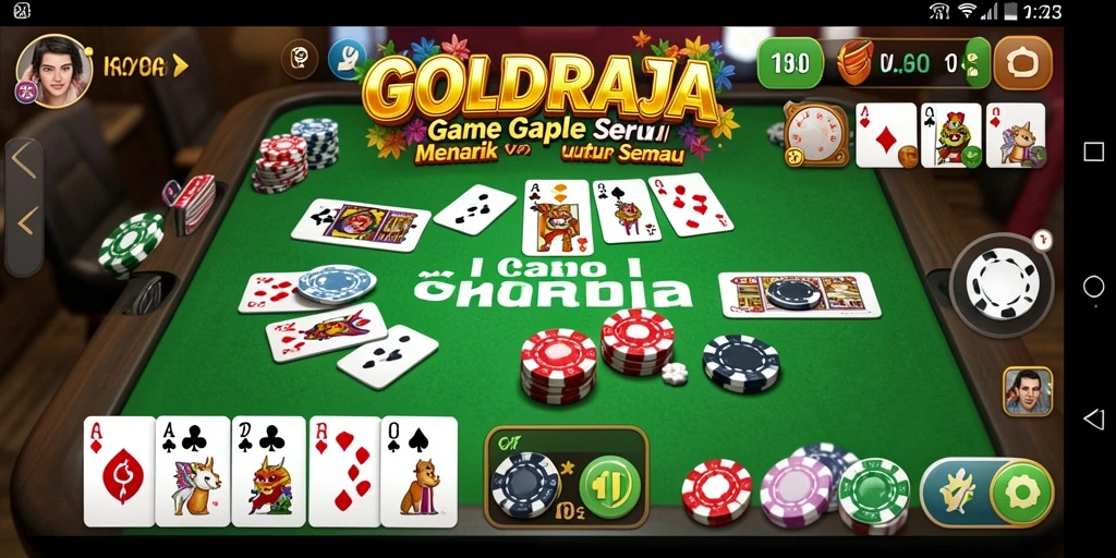 Screenshot gameplay GOLDRAJA yang menampilkan pertandingan Gaple yang seru.