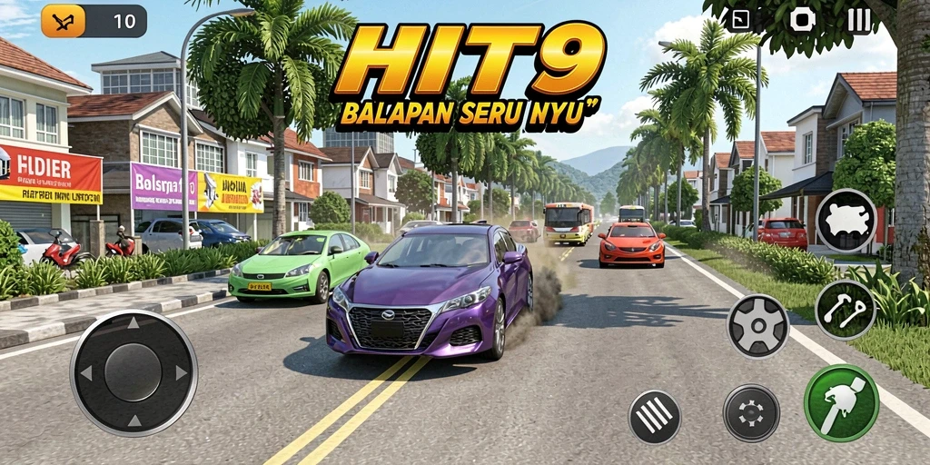 Tampilan gameplay seru balapan mobil di HIT9.
