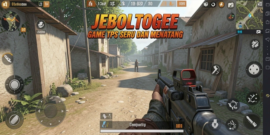 Screenshot menampilkan action seru dalam JEBOLTOGEL dengan gameplay TPS.