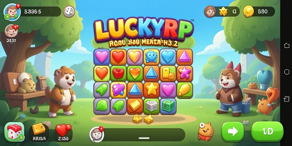 Tampilan gameplay Match-3 yang menarik dan penuh warna.
