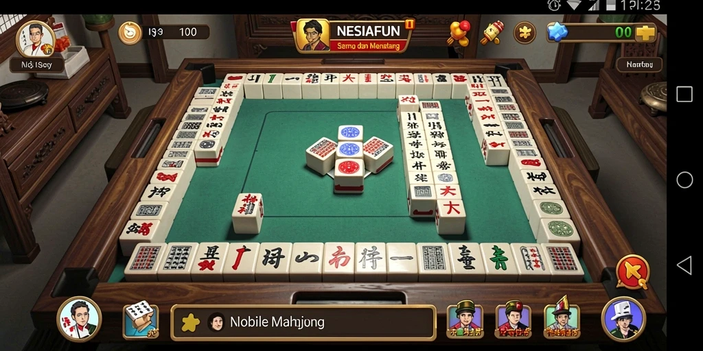 Tampilan gameplay seru dari NESIAFUN dengan desain Mahjong yang menarik.