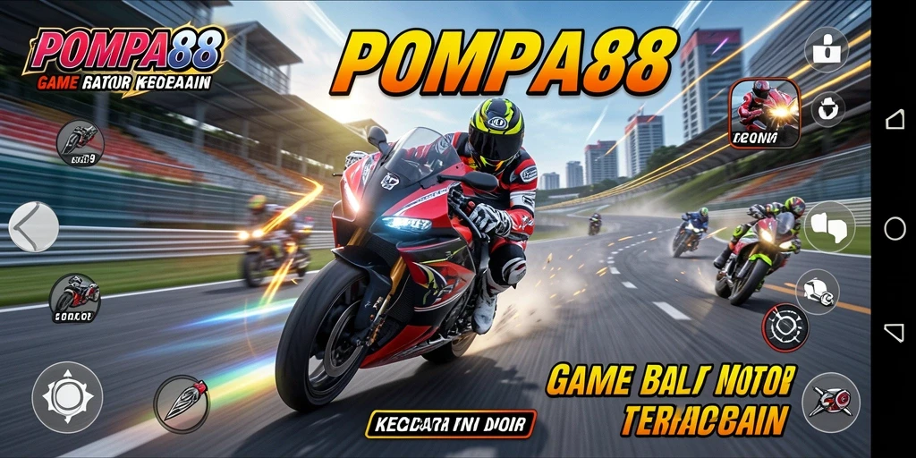 Tampilan gameplay balapan motor yang seru dan mendebarkan.