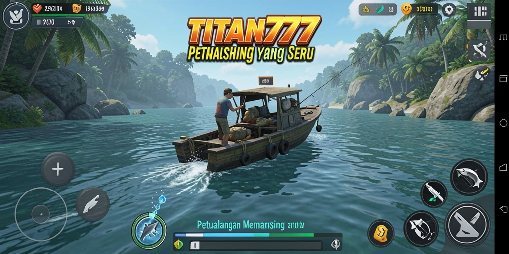 Screenshot gameplay TITAN777 dengan petualangan memancing yang menantang.