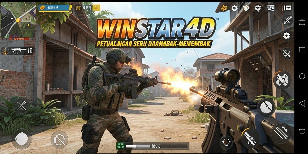 Tangkapan layar menunjukkan aksi menembak yang mendebarkan di WINSTAR4D.