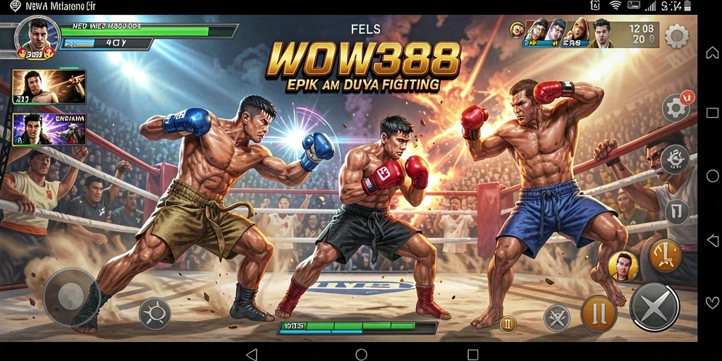 Screenshot gameplay WOW388 menunjukkan aksi pertarungan yang intens dan mengasyikkan.